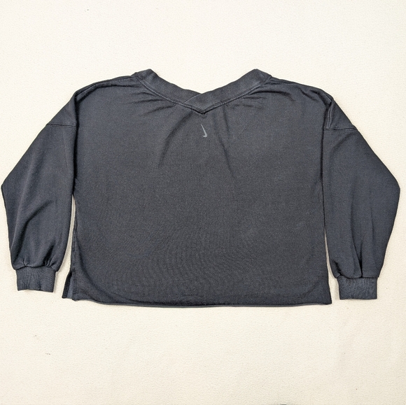 Nike Yoga Luxe Fleece V-Neck Cropped Sweatshirt Black Size XS - Picture 8 of 15